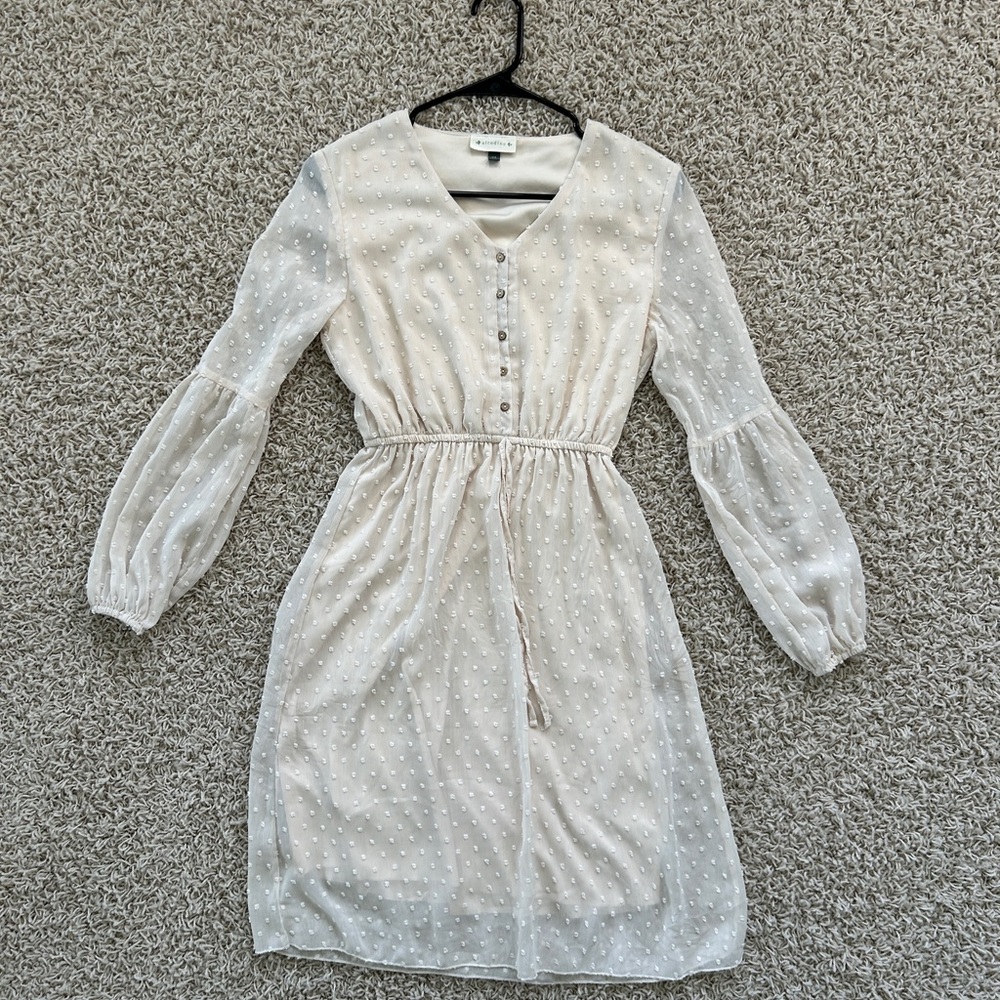 alredine Women’s XS Cream Long Sleeve Dress